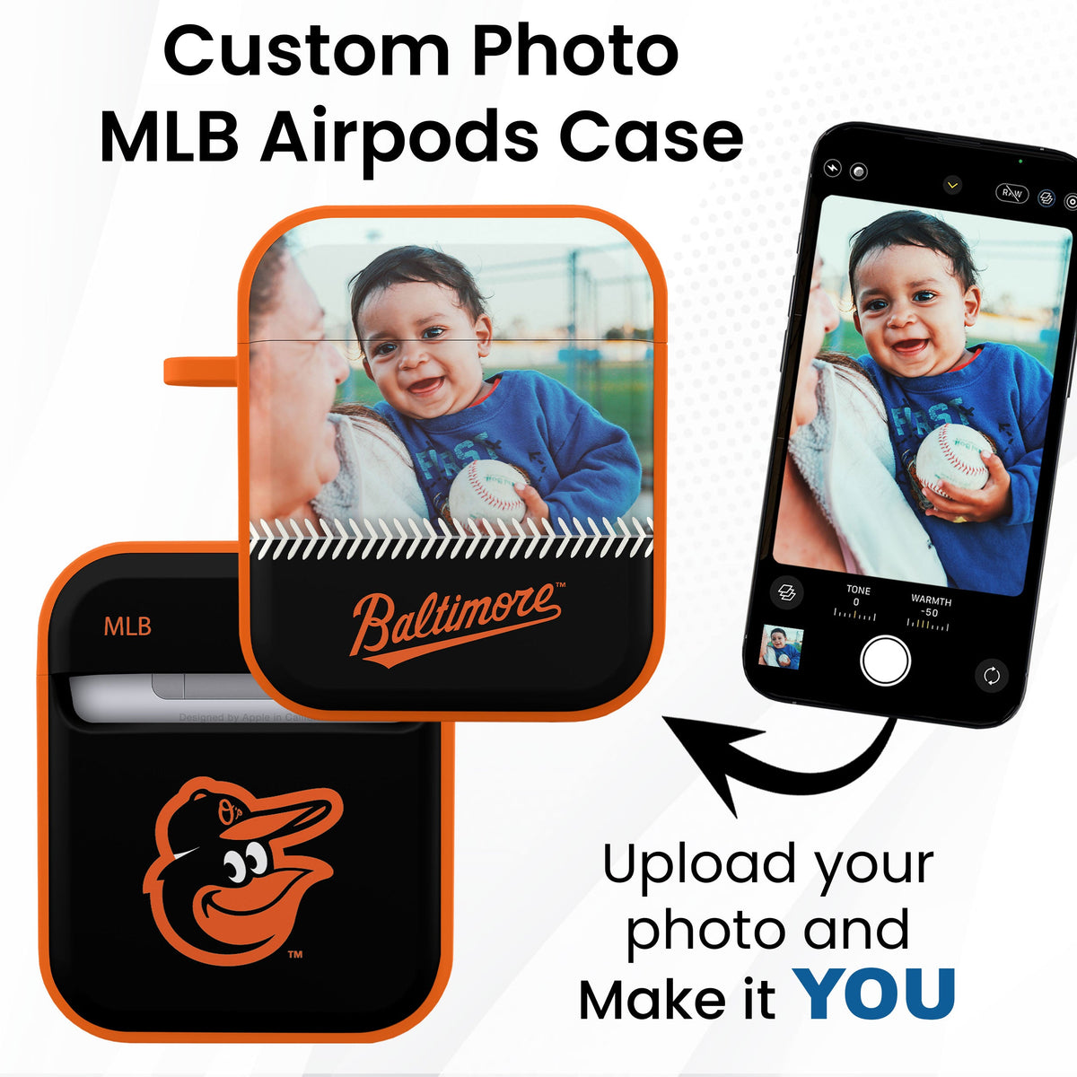 Baltimore Orioles Custom Photo HDX Apple AirPods Gen 1 &amp; 2 Case Cover