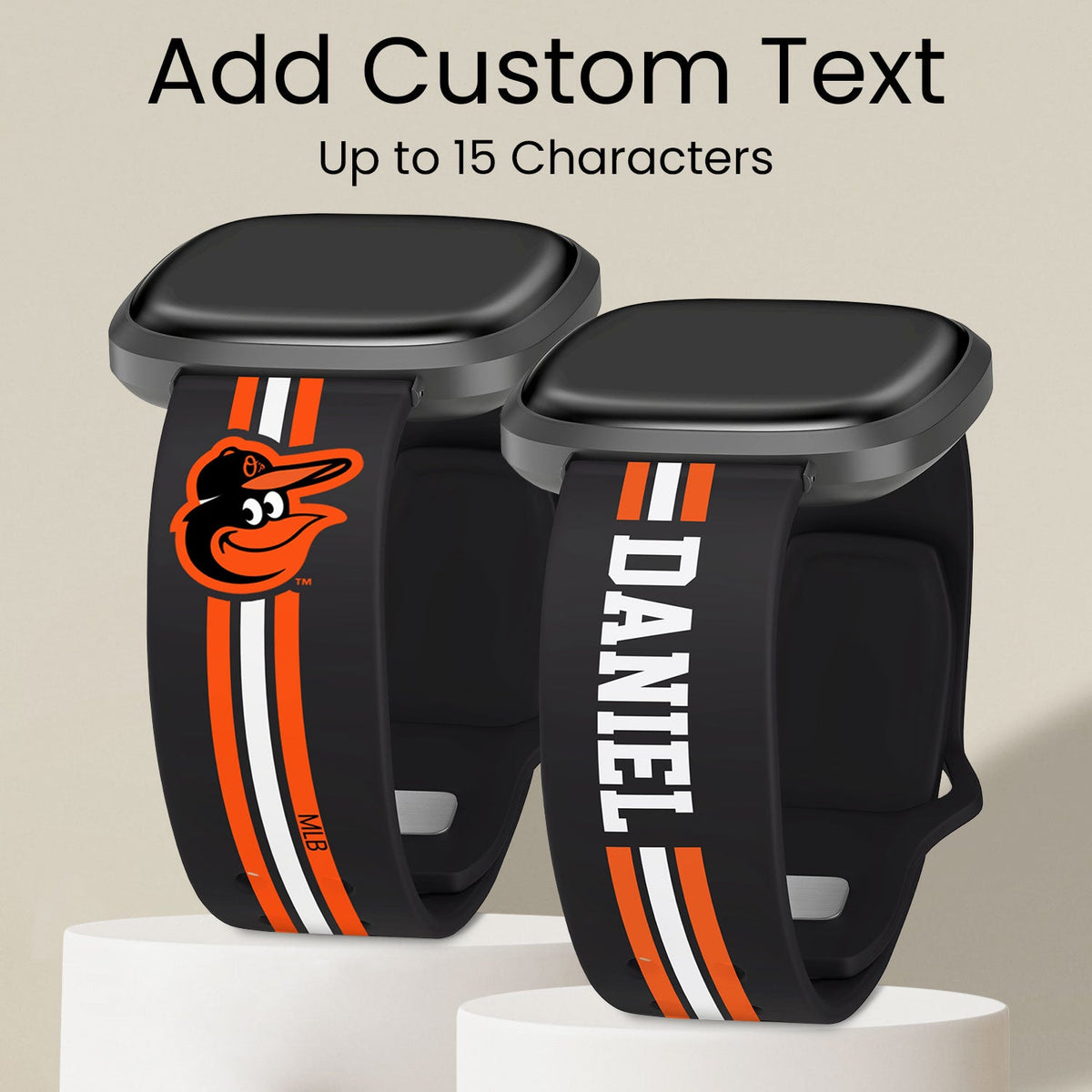 Baltimore Orioles Custom Name HD Fitbit Versa 3 and Sense Watch Band
