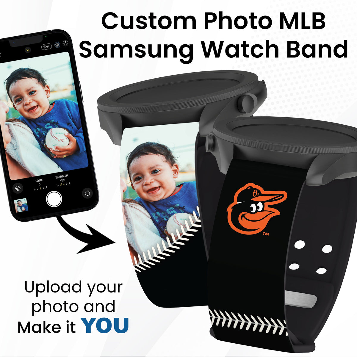 Baltimore Orioles Custom Photo HD Samsung Galaxy Watch Band