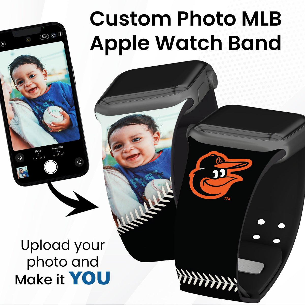 Baltimore Orioles Custom Photo HD Apple Watch Band