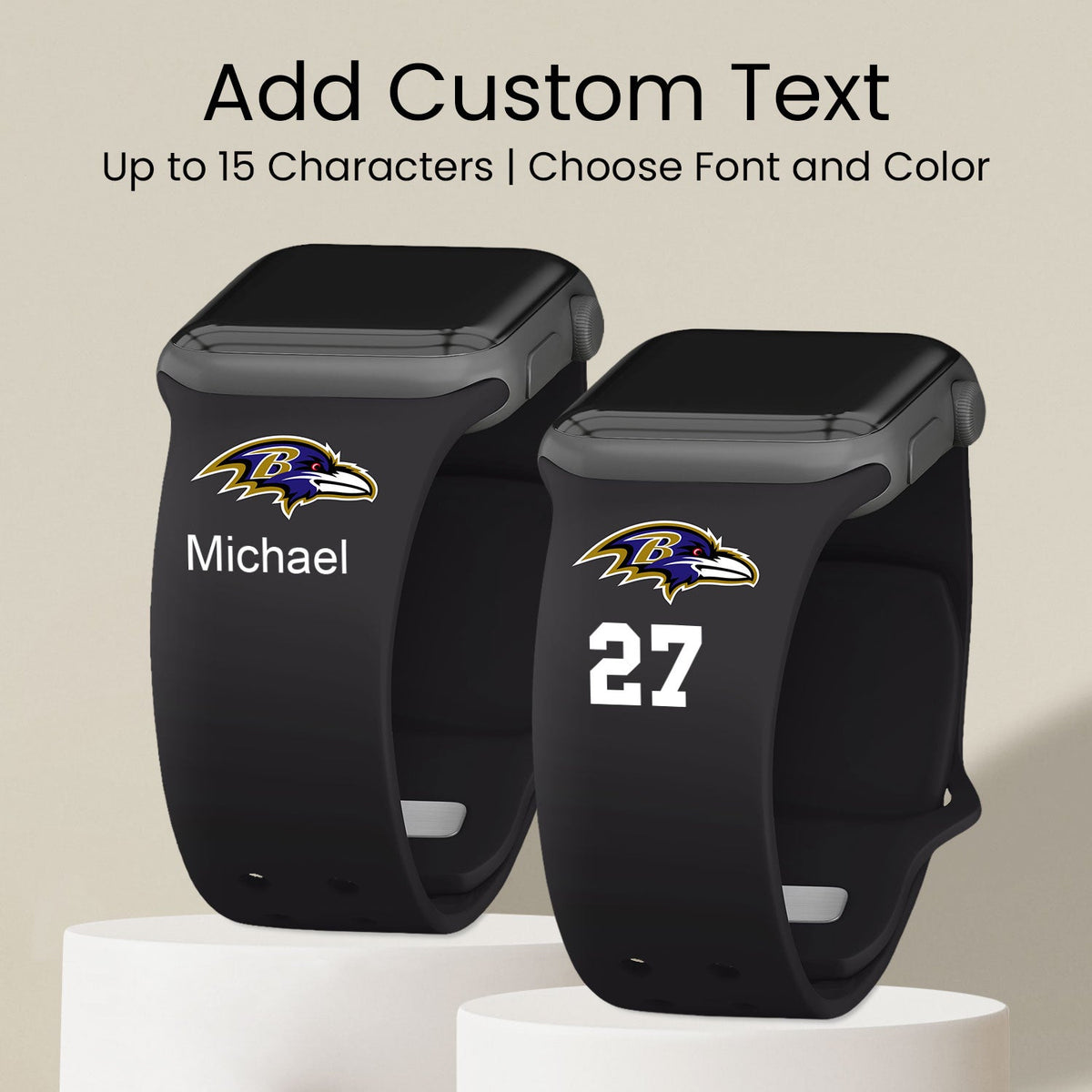 Baltimore Ravens Custom Name HD Apple Watch Band - Game Time Bands