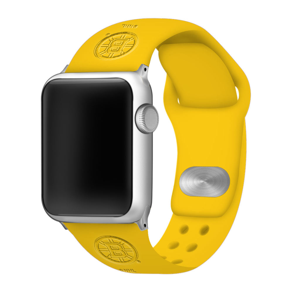 Boston Bruins Engraved Silicone &#39;Slim&#39; Apple Watch Band