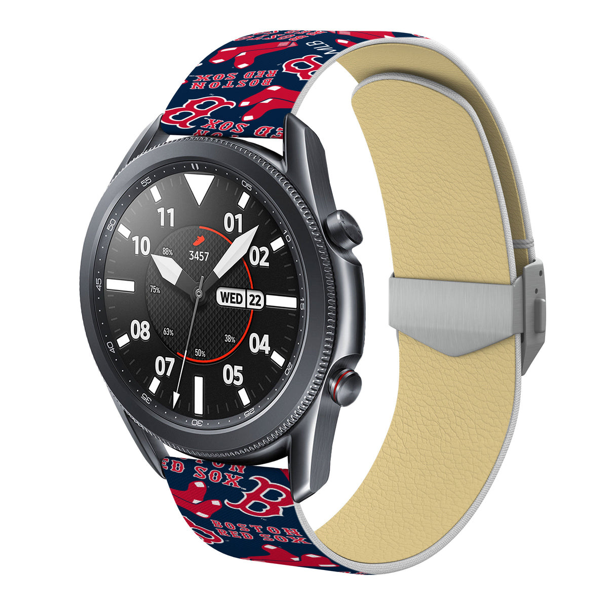 Boston Red Sox Full Print Quick Change Watch Band With Engraved Buckle - Game Time