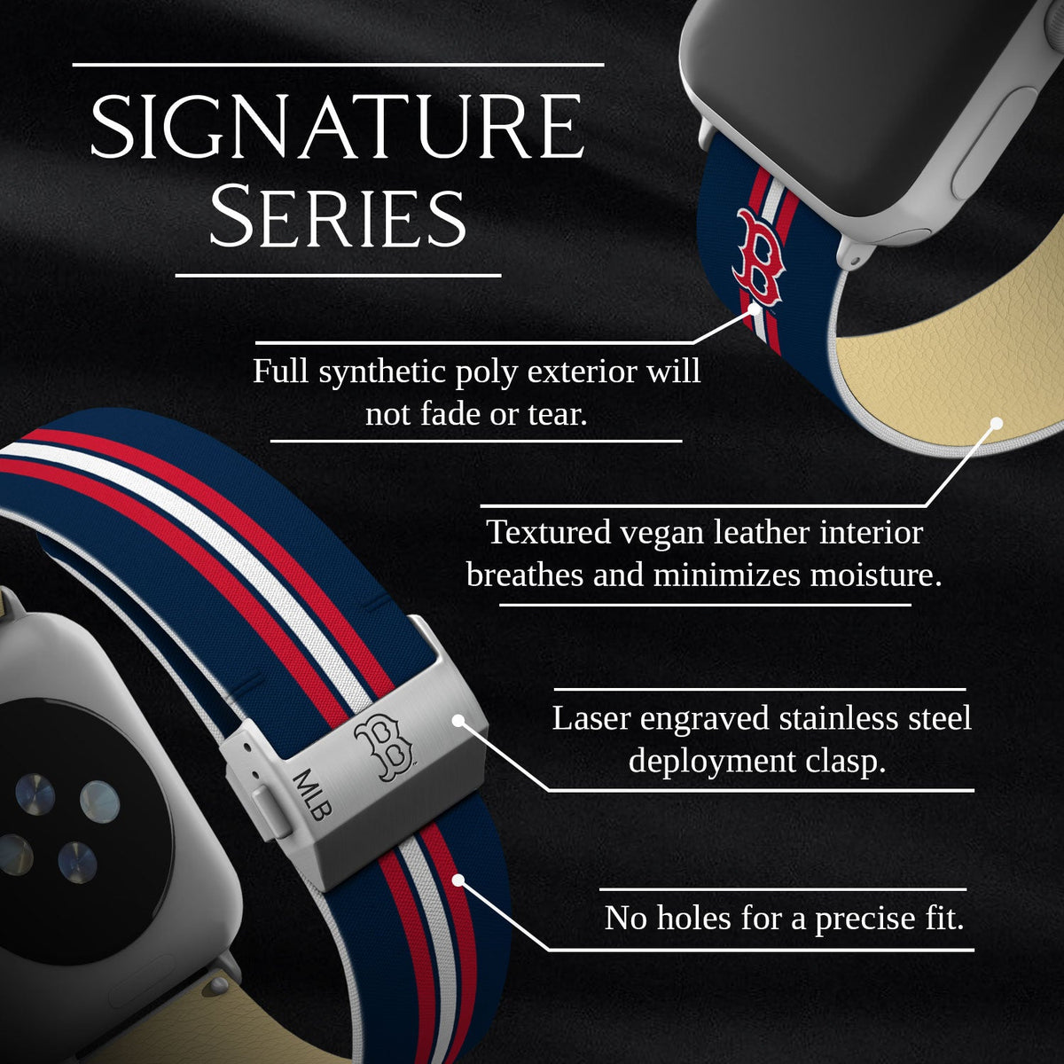 Game Time Boston Red Sox Signature Series Apple Watch Band With Engraved Buckle