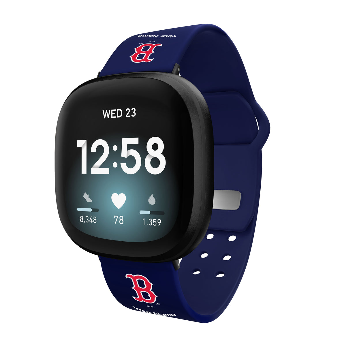 Boston Red Sox HD Custom Name Watch Band Compatible with Fitbit Versa 3 and Sense