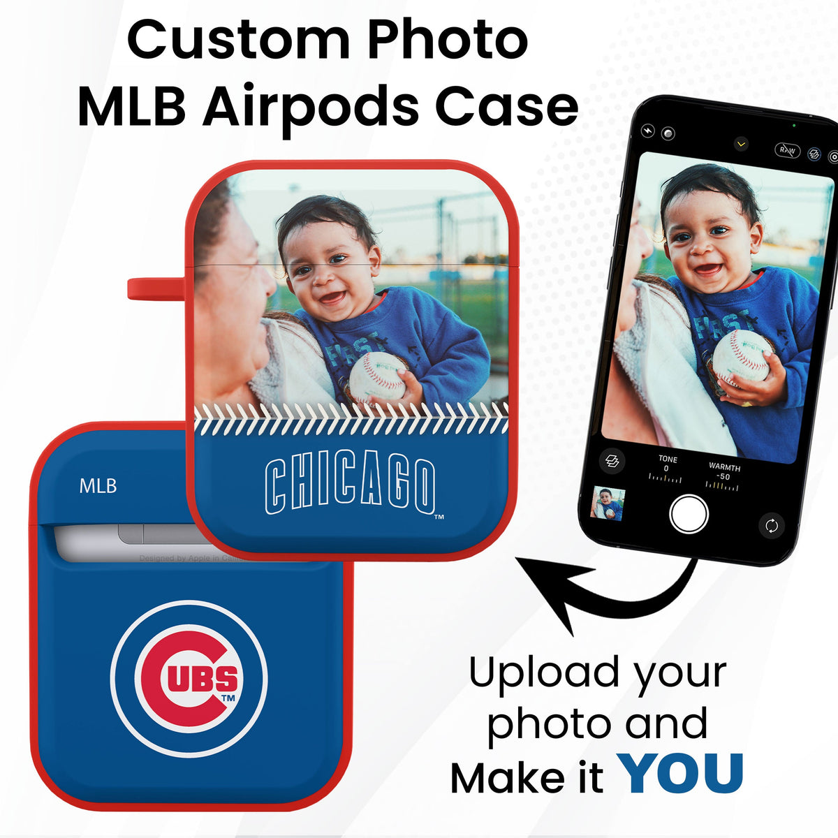 Chicago Cubs Custom Photo HDX Apple AirPods Gen 1 &amp; 2 Case Cover