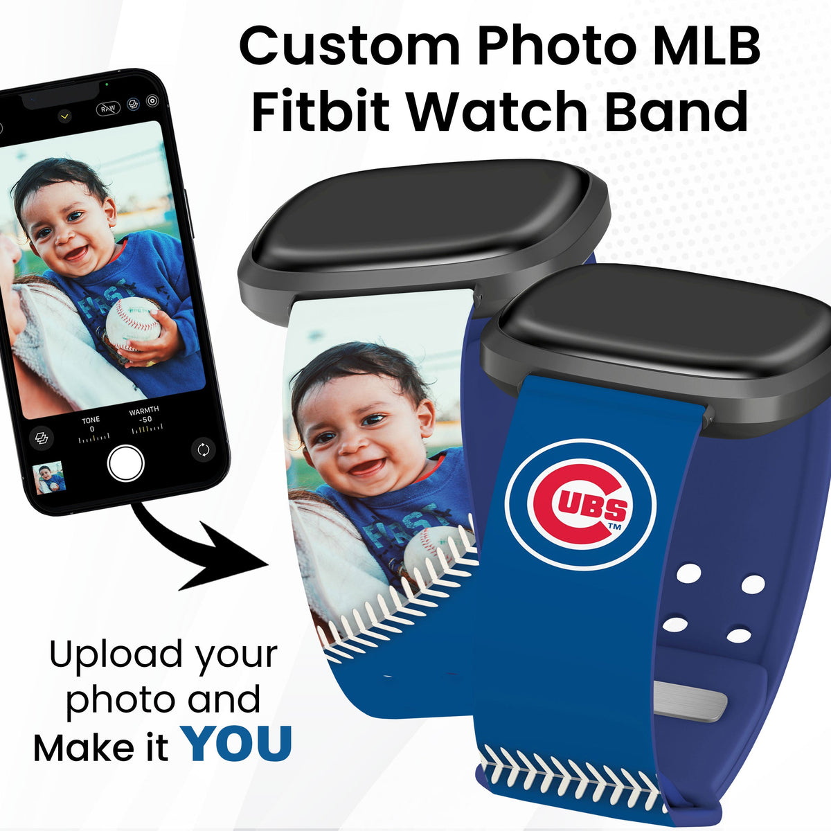 Chicago Cubs Custom Photo HD Fitbit Versa 3 &amp; Sense Band