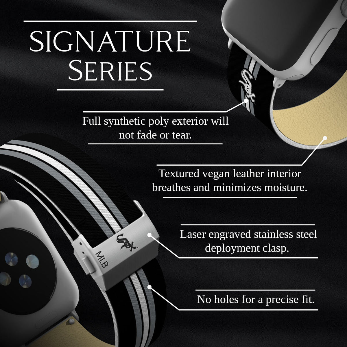 Game Time Chicago White Sox Signature Series Apple Watch Band With Engraved Buckle