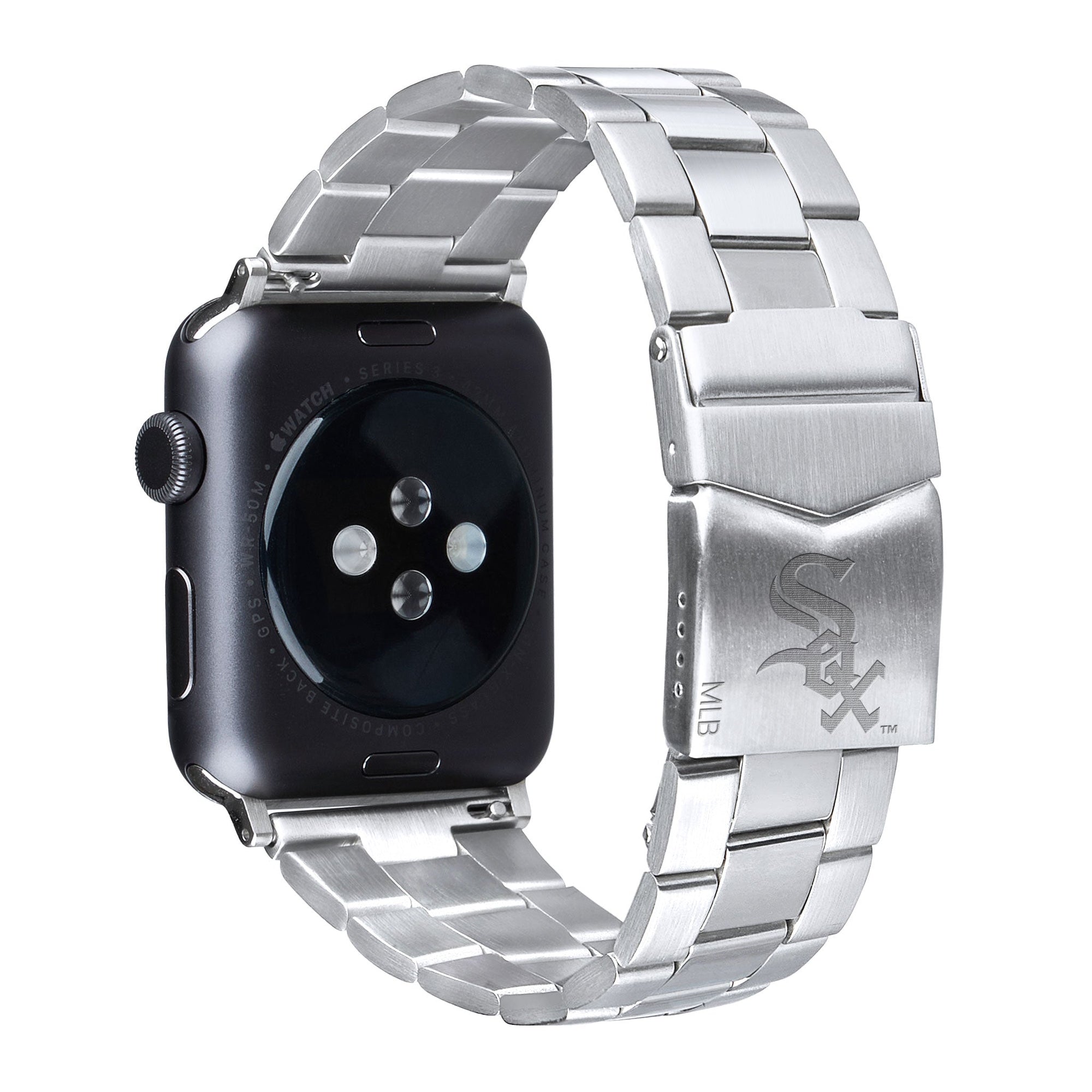 Chicago White Sox Stainless Steel Link Style Apple Watch Band - Game Time