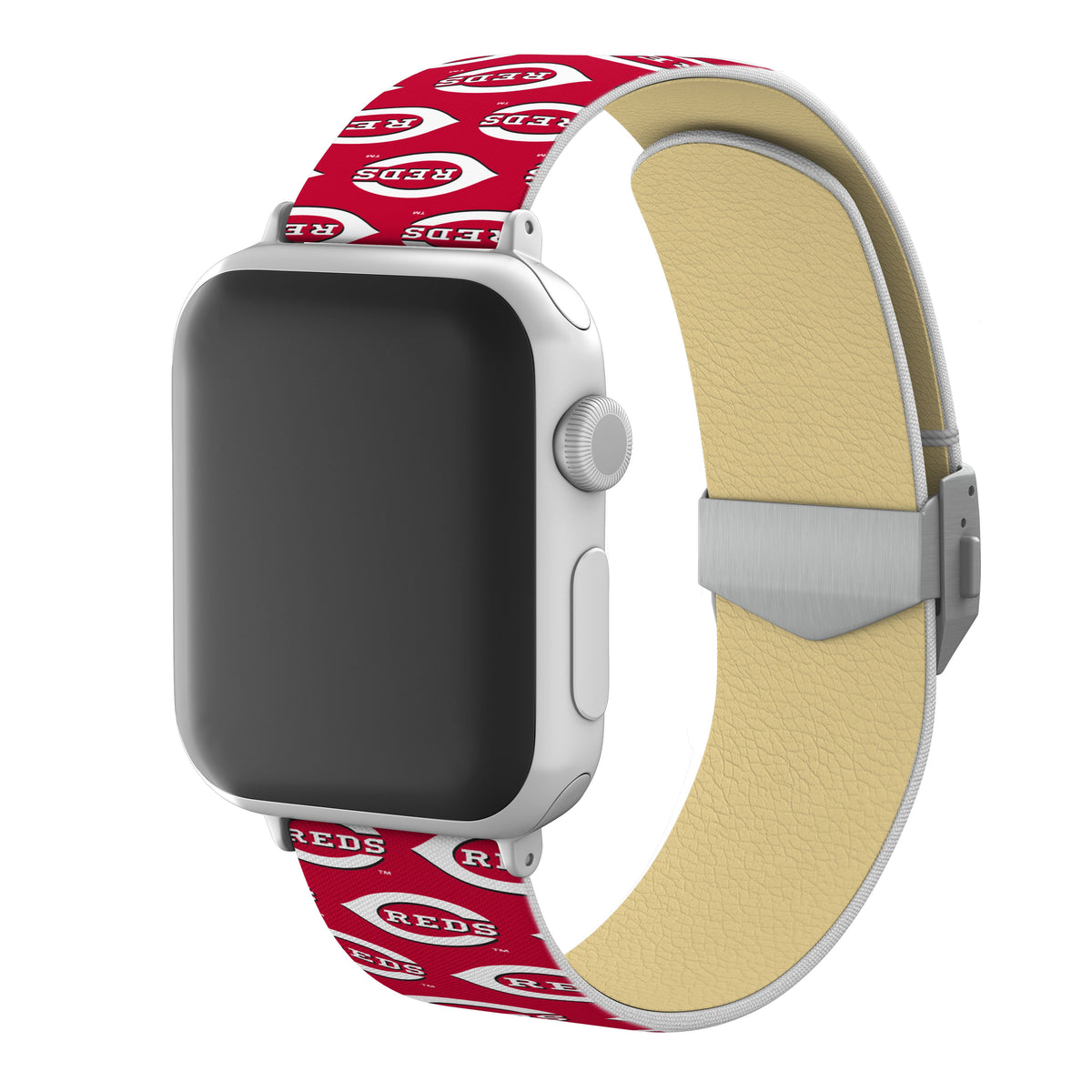 Cincinnati Reds Full Print Watch Band With Engraved Buckle - Game Time