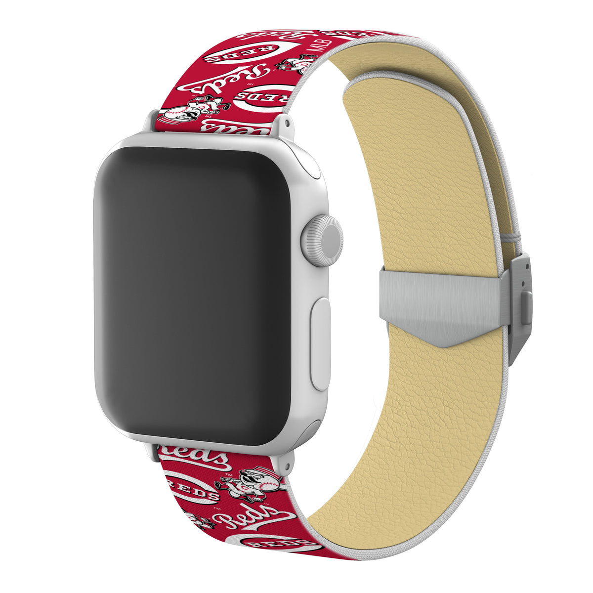 Cincinnati Reds Full Print Watch Band With Engraved Buckle - Game Time