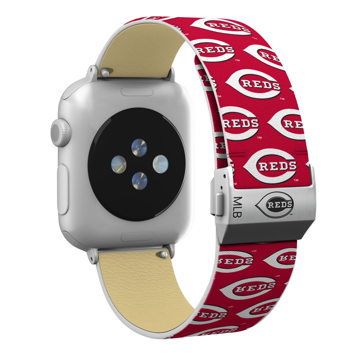 Cincinnati Reds Full Print Watch Band With Engraved Buckle - Game Time