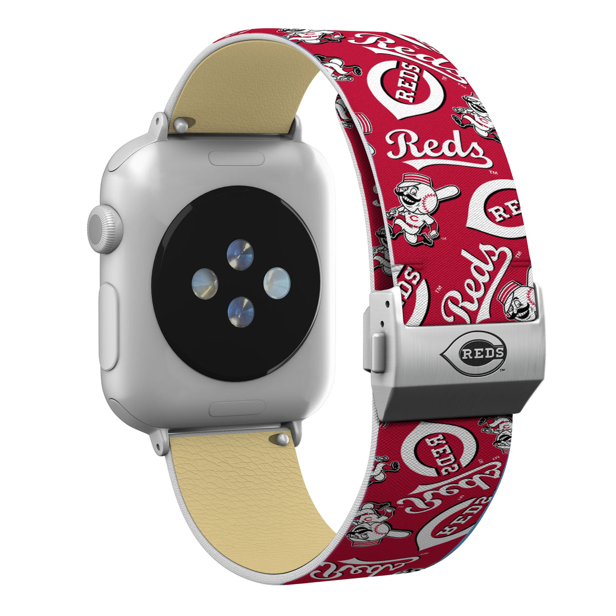 Cincinnati Reds Full Print Watch Band With Engraved Buckle - Game Time