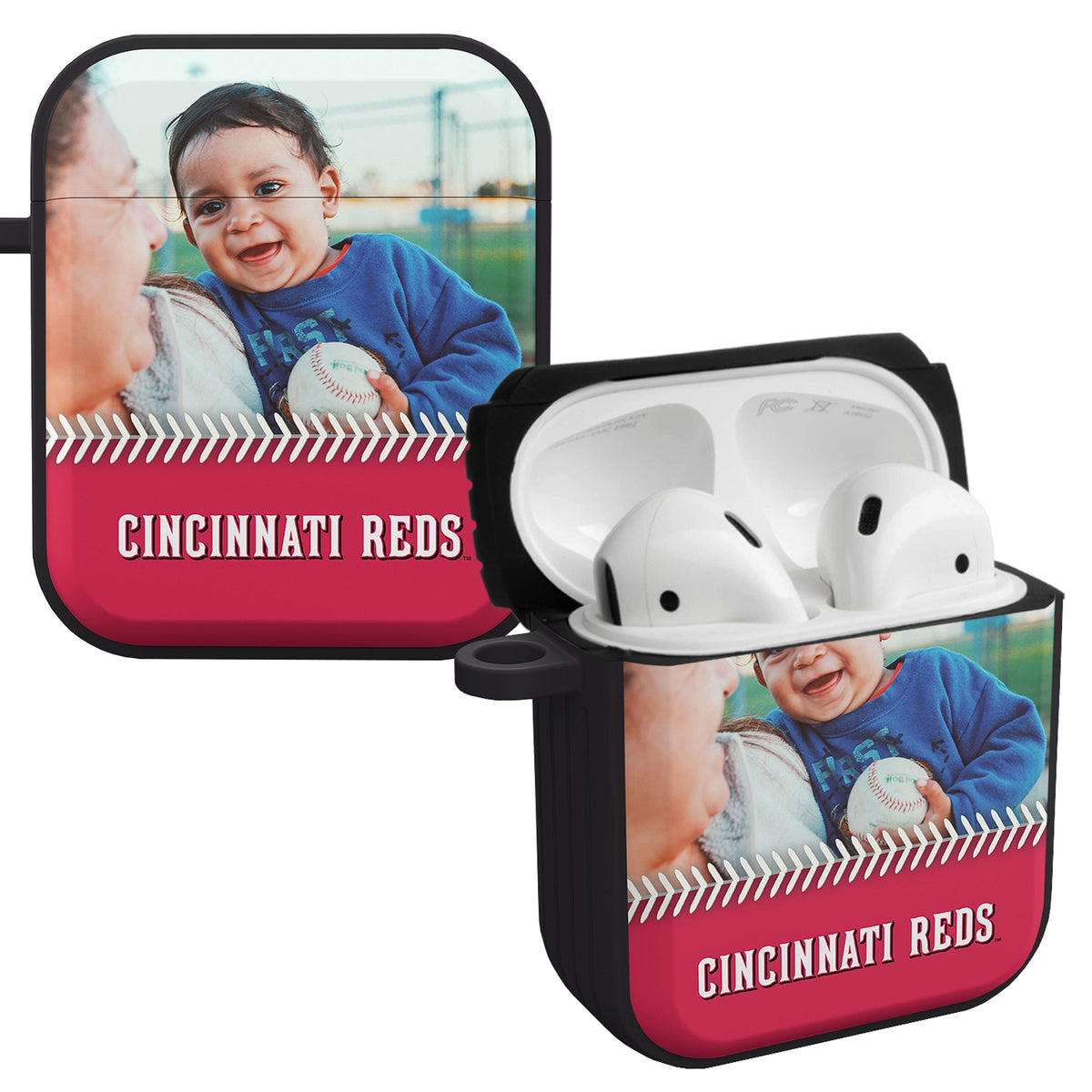 Cincinnati Reds Custom Photo HDX Apple AirPods Gen 1 &amp; 2 Case Cover