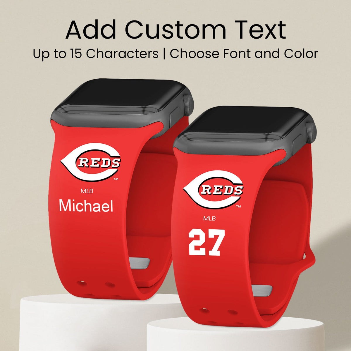 Cincinnati Reds HD Custom Name Apple Watch Band