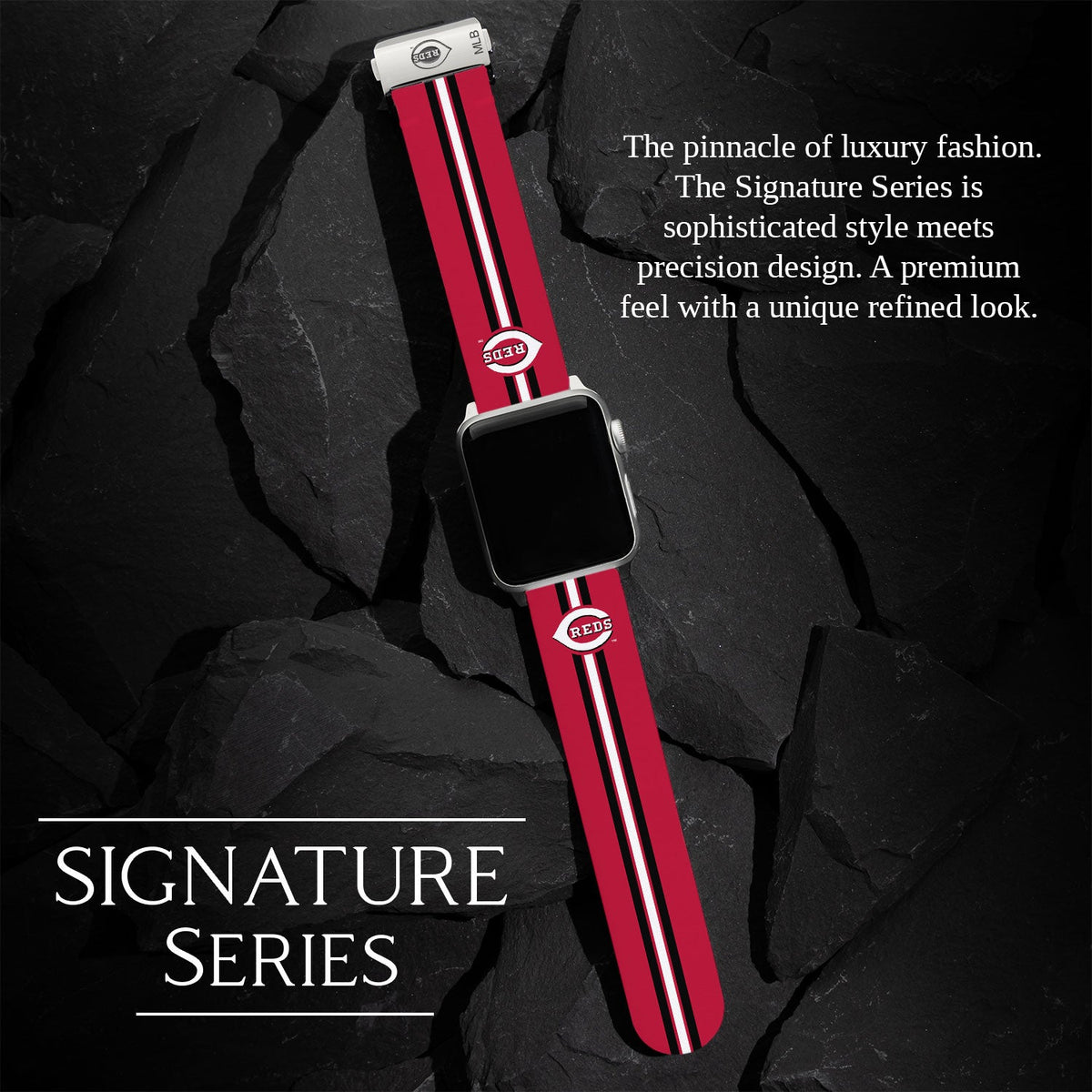 Game Time Cincinnati Reds Signature Series Apple Watch Band With Engraved Buckle