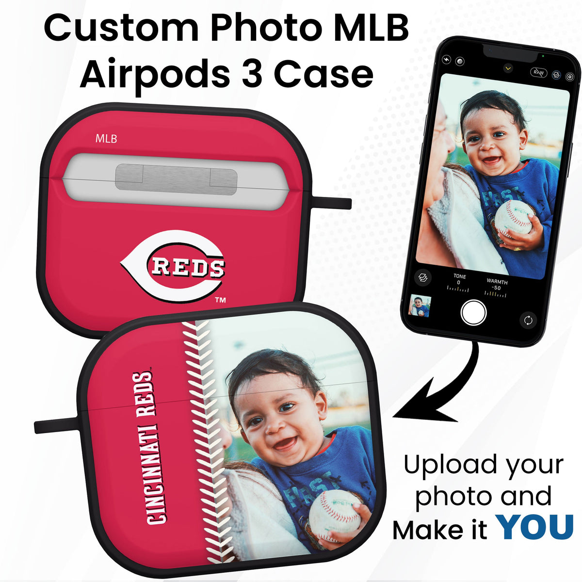 Cincinnati Reds Custom Photo HDX Apple AirPods Gen 3 Case Cover