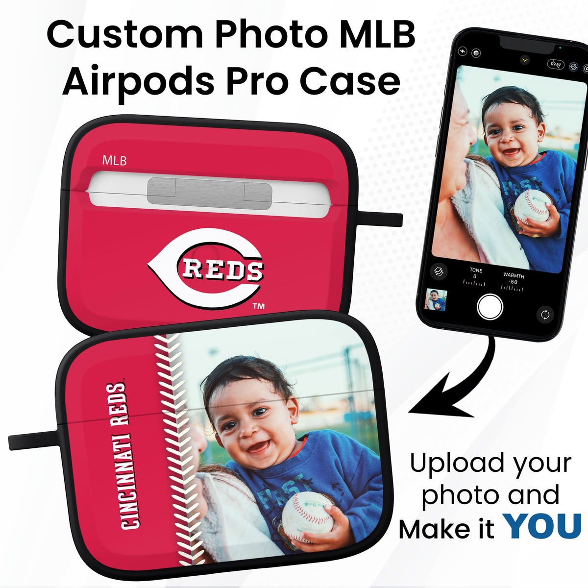 Cincinnati Reds Custom Photo HDX Apple AirPods Pro Case Cover