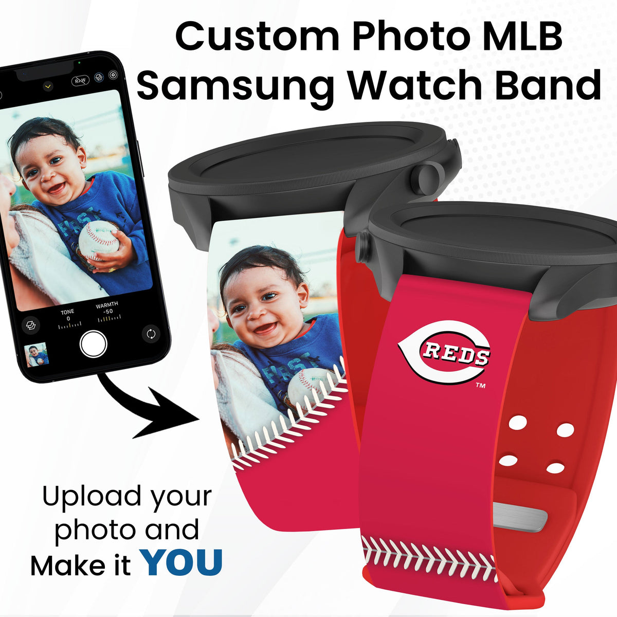Cincinnati Reds Custom Photo HD Samsung Galaxy Watch Band