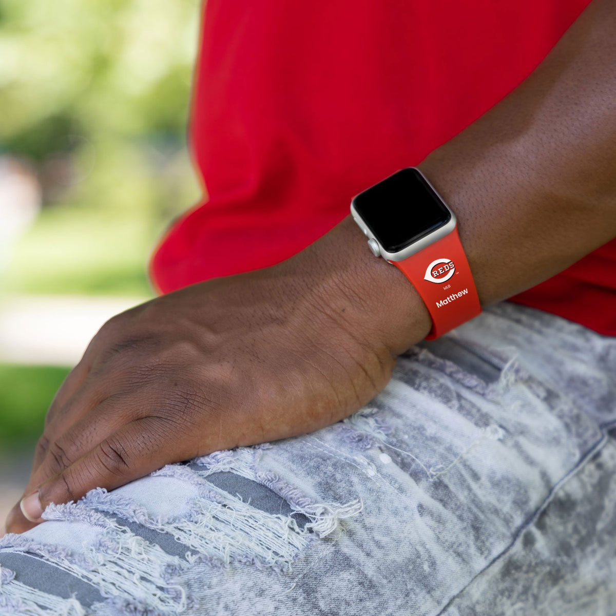 Cincinnati Reds HD Custom Name Apple Watch Band