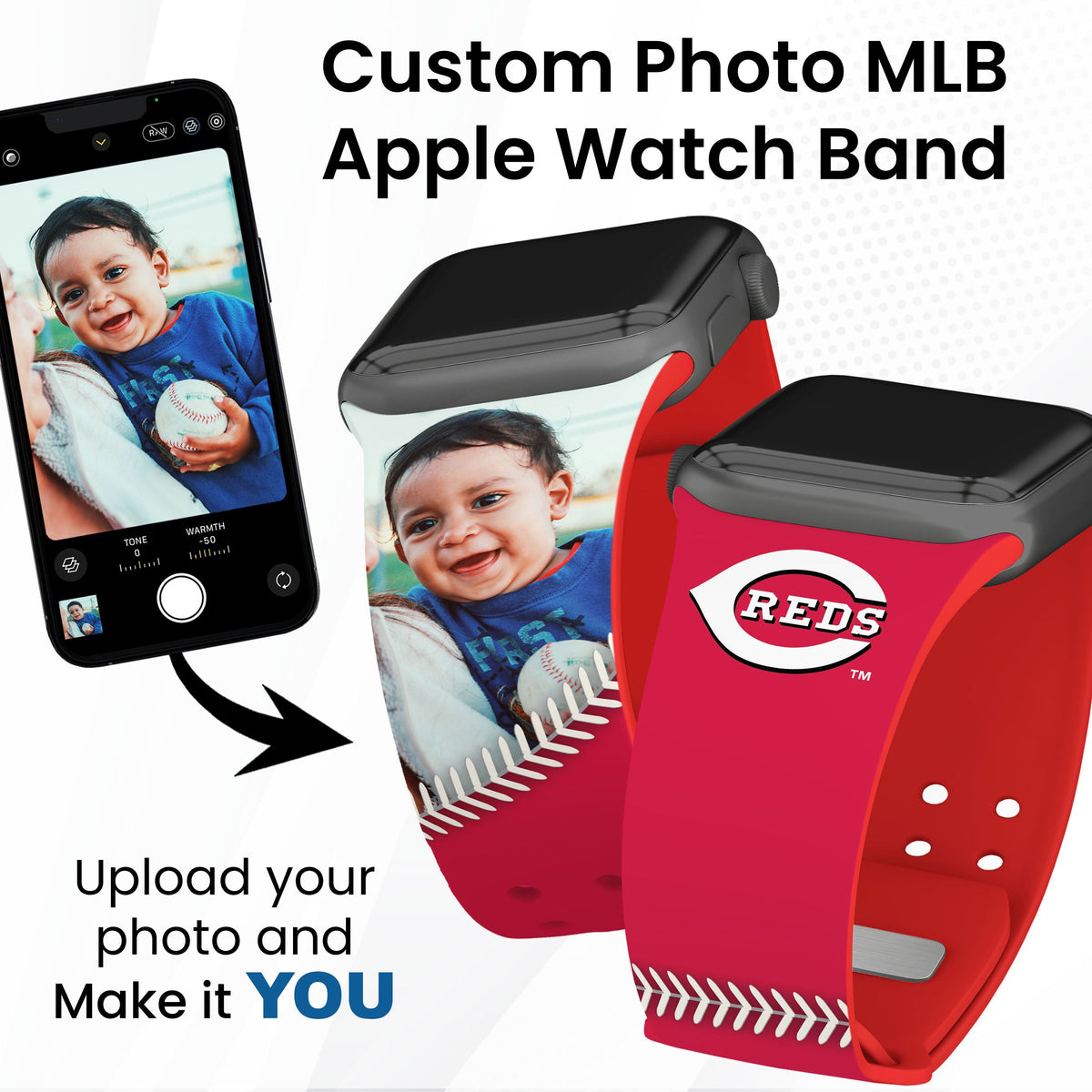 Cincinnati Reds Custom Photo HD Apple Watch Band