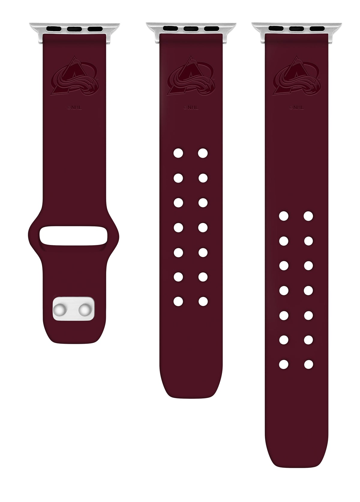 Colorado Avalanche Engraved Silicone &#39;Slim&#39; Apple Watch Band