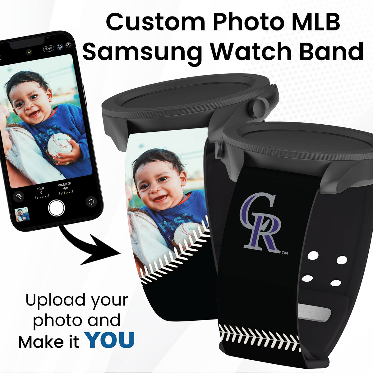 Colorado Rockies Custom Photo HD Samsung Galaxy Watch Band