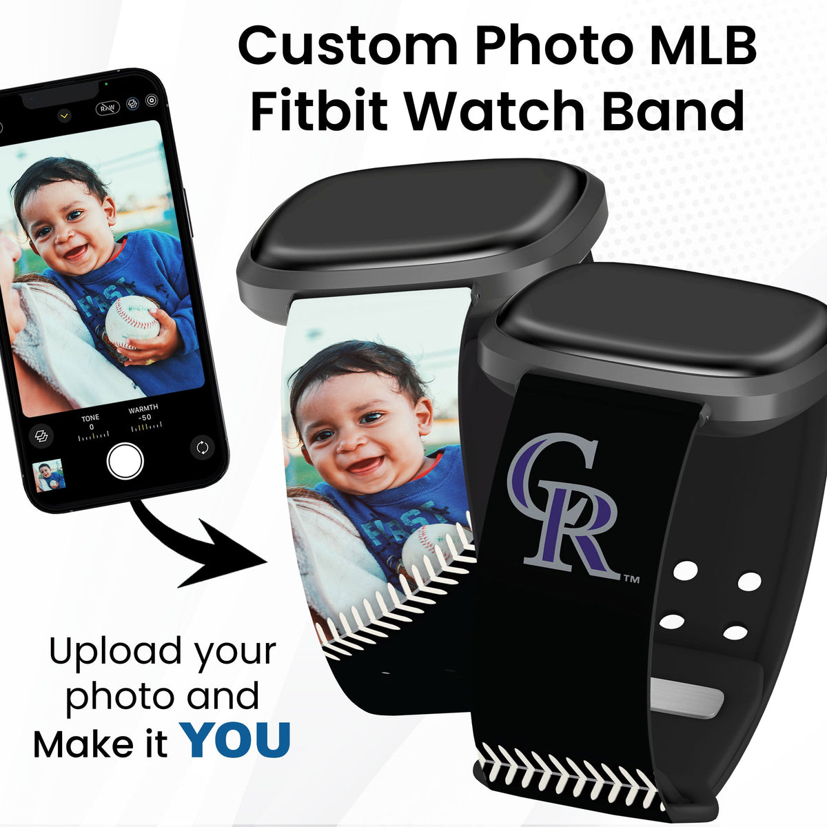 Colorado Rockies Custom Photo HD Fitbit Versa 3 &amp; Sense Band