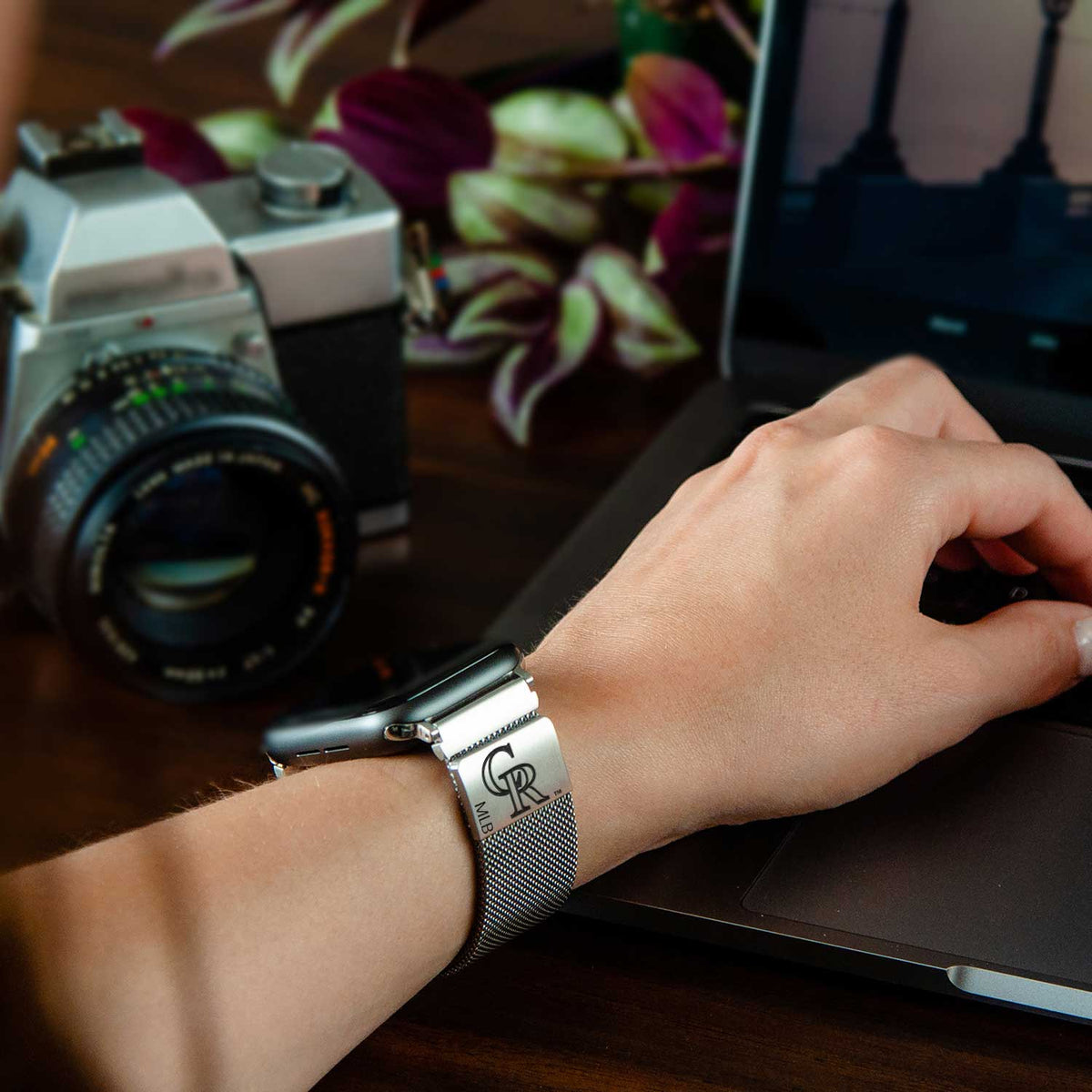 Colorado Rockies  Stainless Steel Apple Watch Band - Game Time