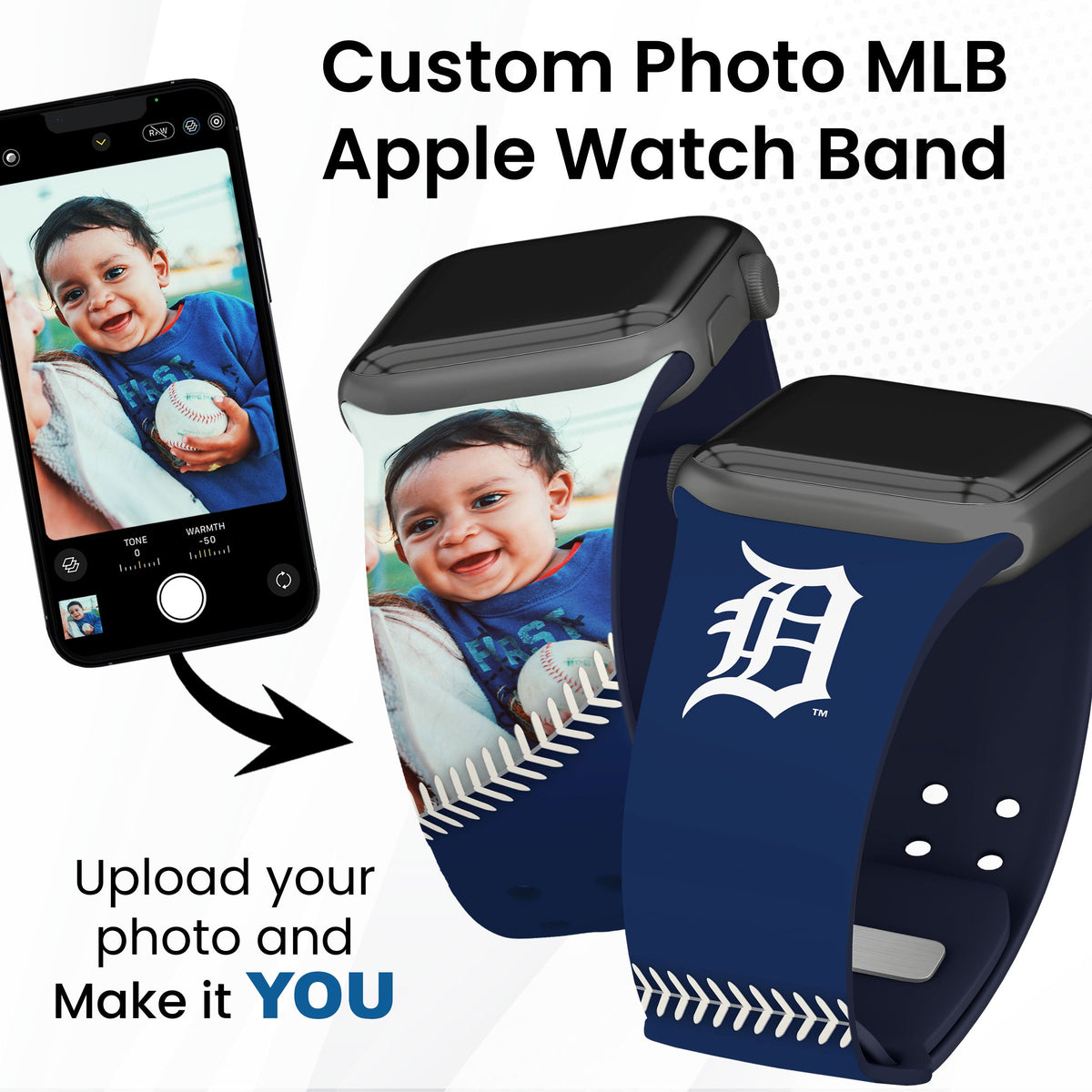 Detroit Tigers Custom Photo HD Apple Watch Band