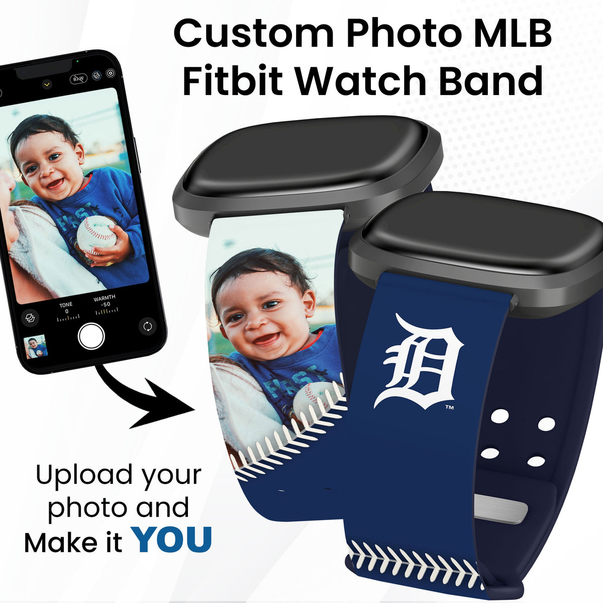 Detroit Tigers Custom Photo HD Fitbit Versa 3 &amp; Sense Band