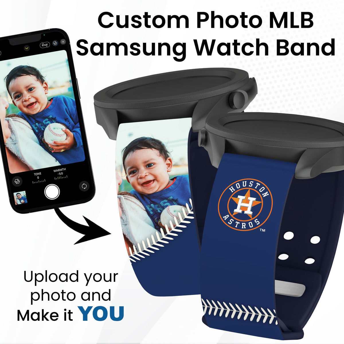 Houston Astros Custom Photo HD Samsung Galaxy Watch Band