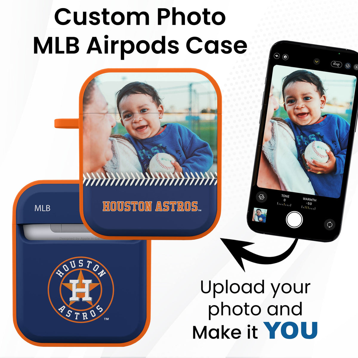 Houston Astros Custom Photo HDX Apple AirPods Gen 1 &amp; 2 Case Cover