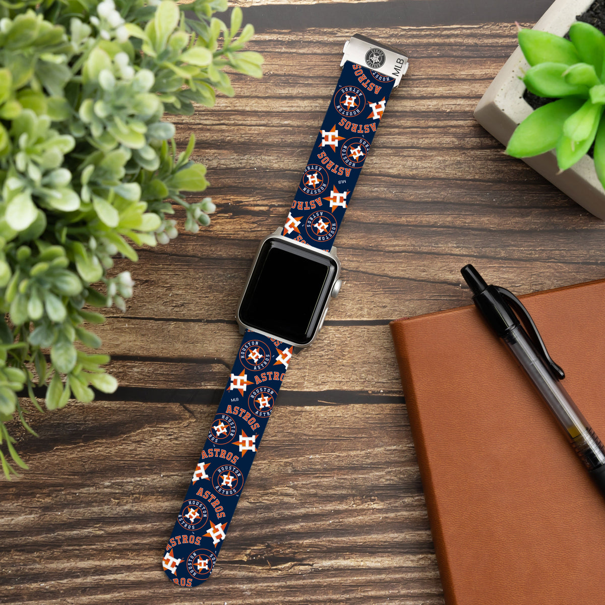 Game Time Houston Astros Signature Series Apple Watch Band  With Engraved Buckle