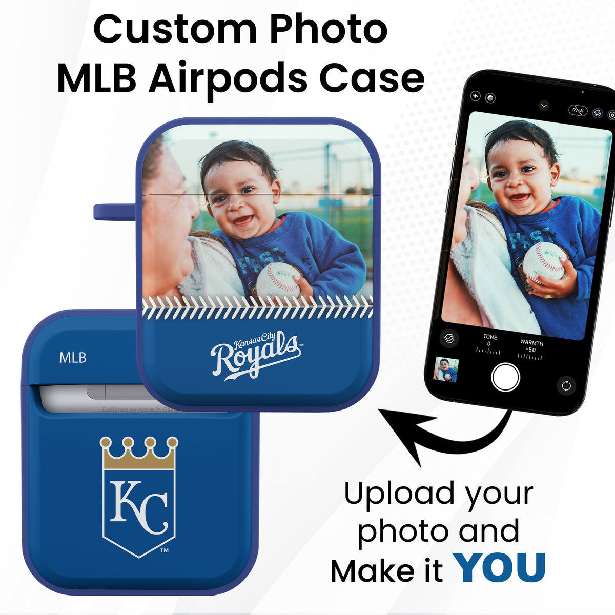 Kansas City Royals Custom Photo HDX Apple AirPods Gen 1 &amp; 2 Case Cover