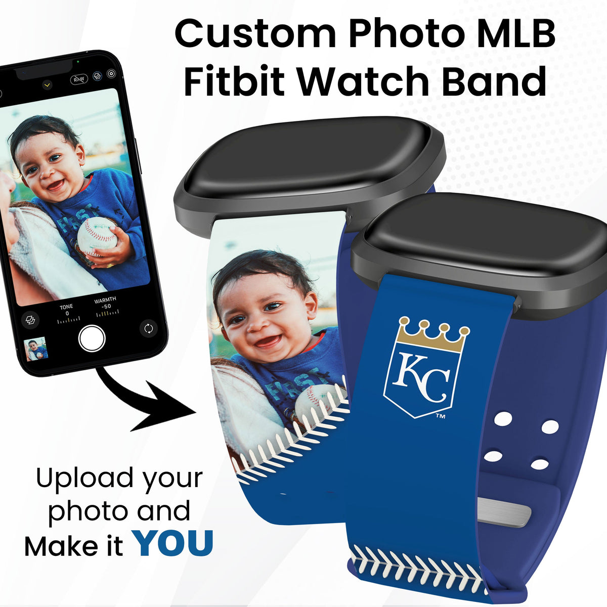 Kansas City Royals Custom Photo HD Fitbit Versa 3 &amp; Sense Band