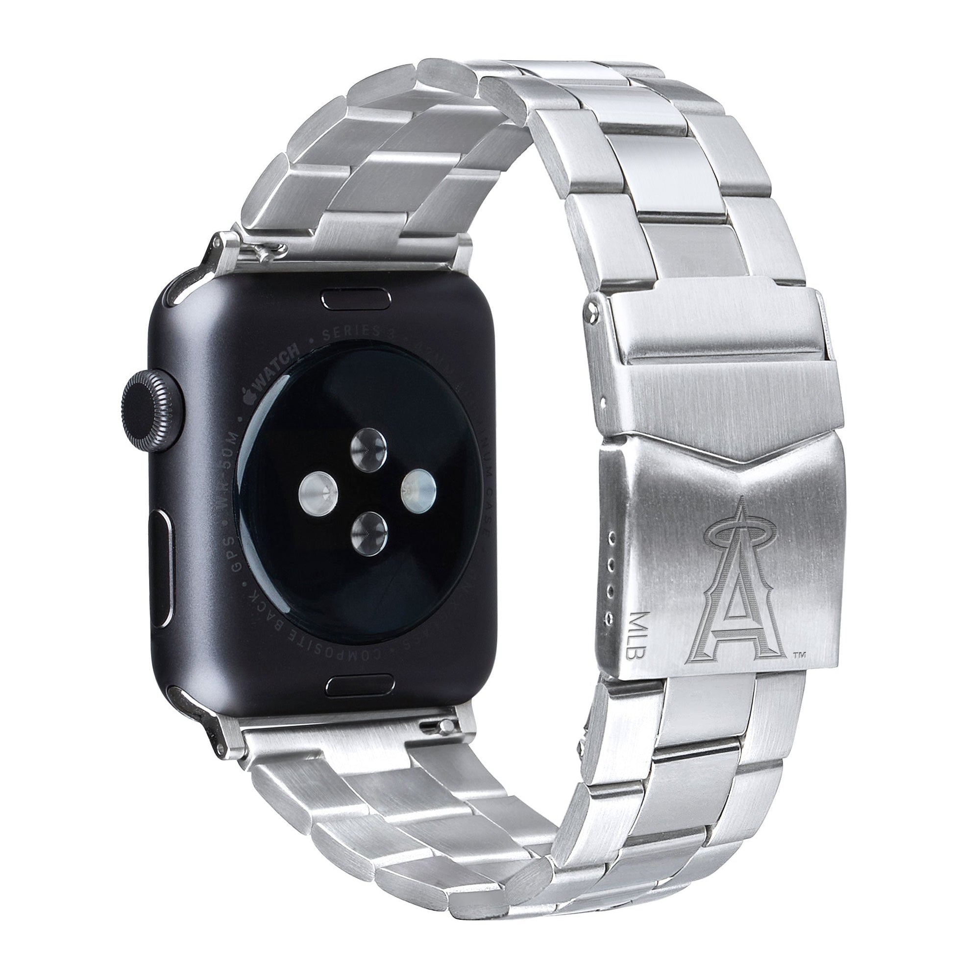 Los Angeles Angles Stainless Steel Link Style Apple Watch Band - Game Time