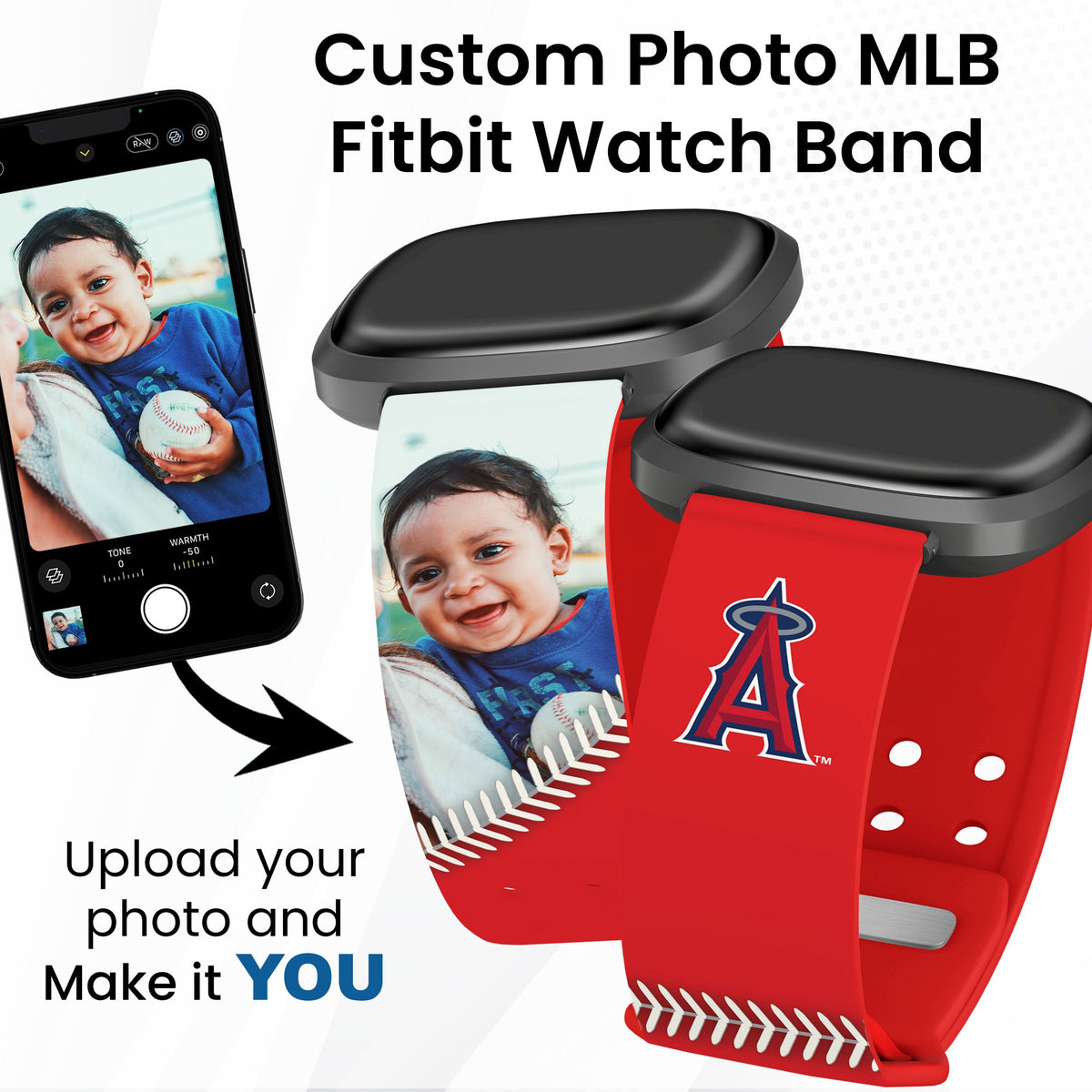 Los Angeles Angels Custom Photo HD Fitbit Versa 3 &amp; Sense Band