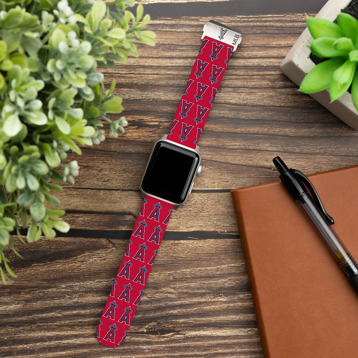 Game Time Los Angeles Angels Signature Series Apple Watch Band With Engraved Buckle
