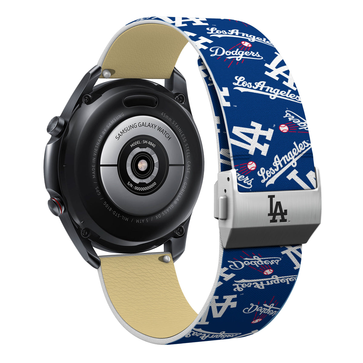 Los Angeles Dodgers Full Print Quick Change Watch Band With Engraved Buckle - Game Time