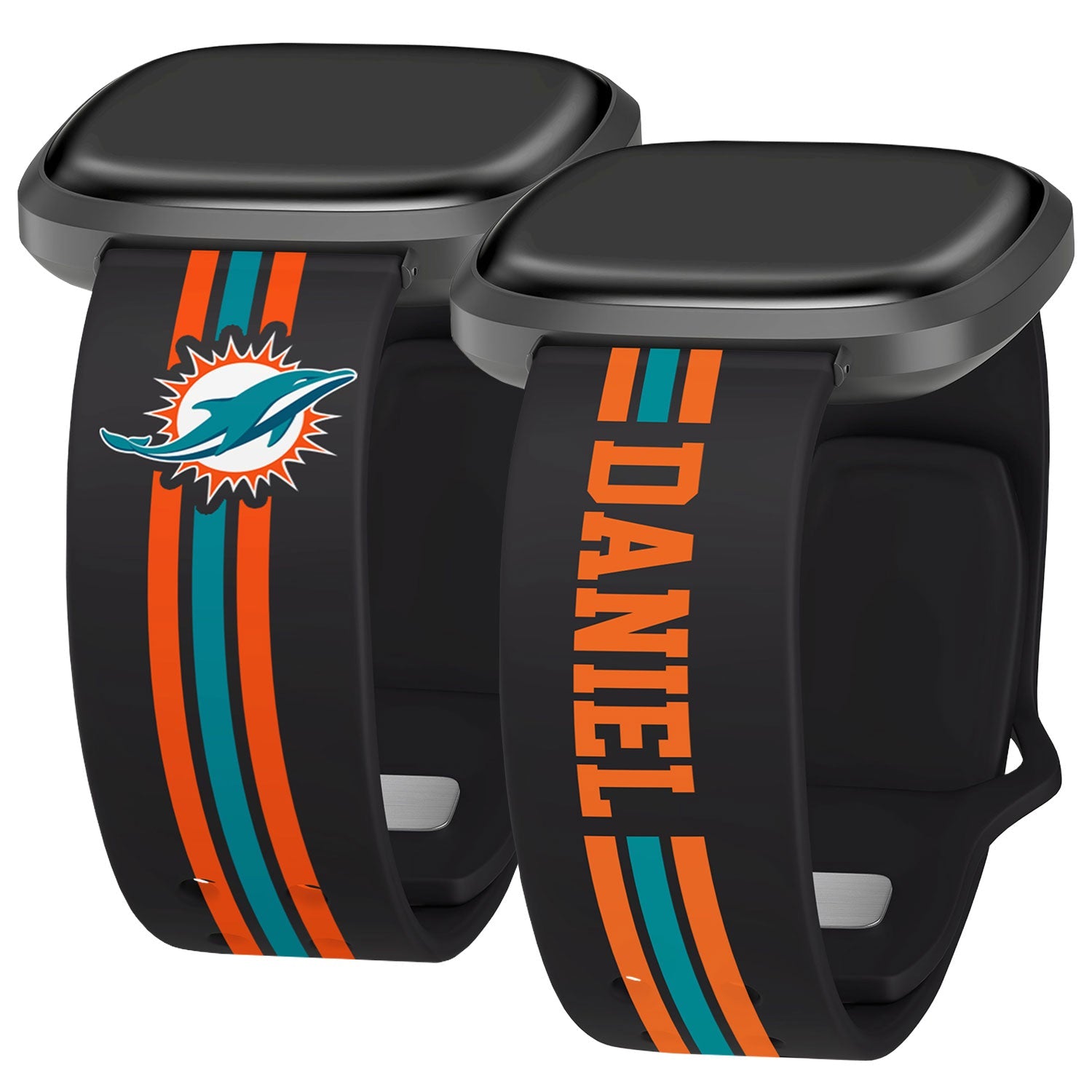 Miami Dolphins Custom Name HD Fitbit Versa 3 and Sense Watch Band