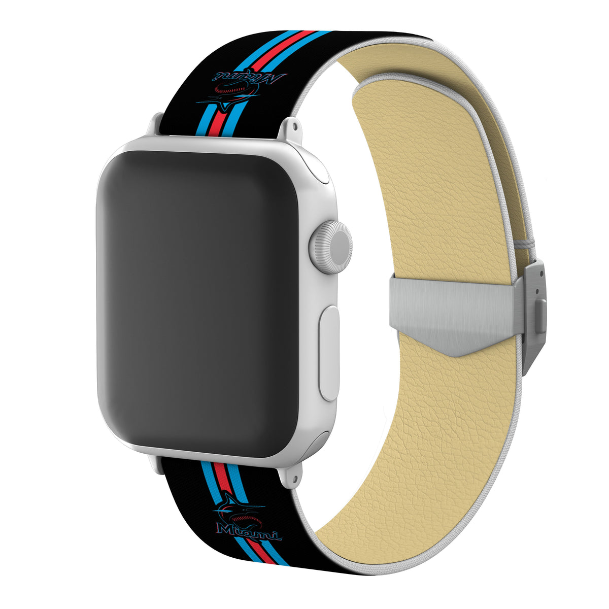 Miami Marlins Full Print Watch Band With Engraved Buckle - Game Time