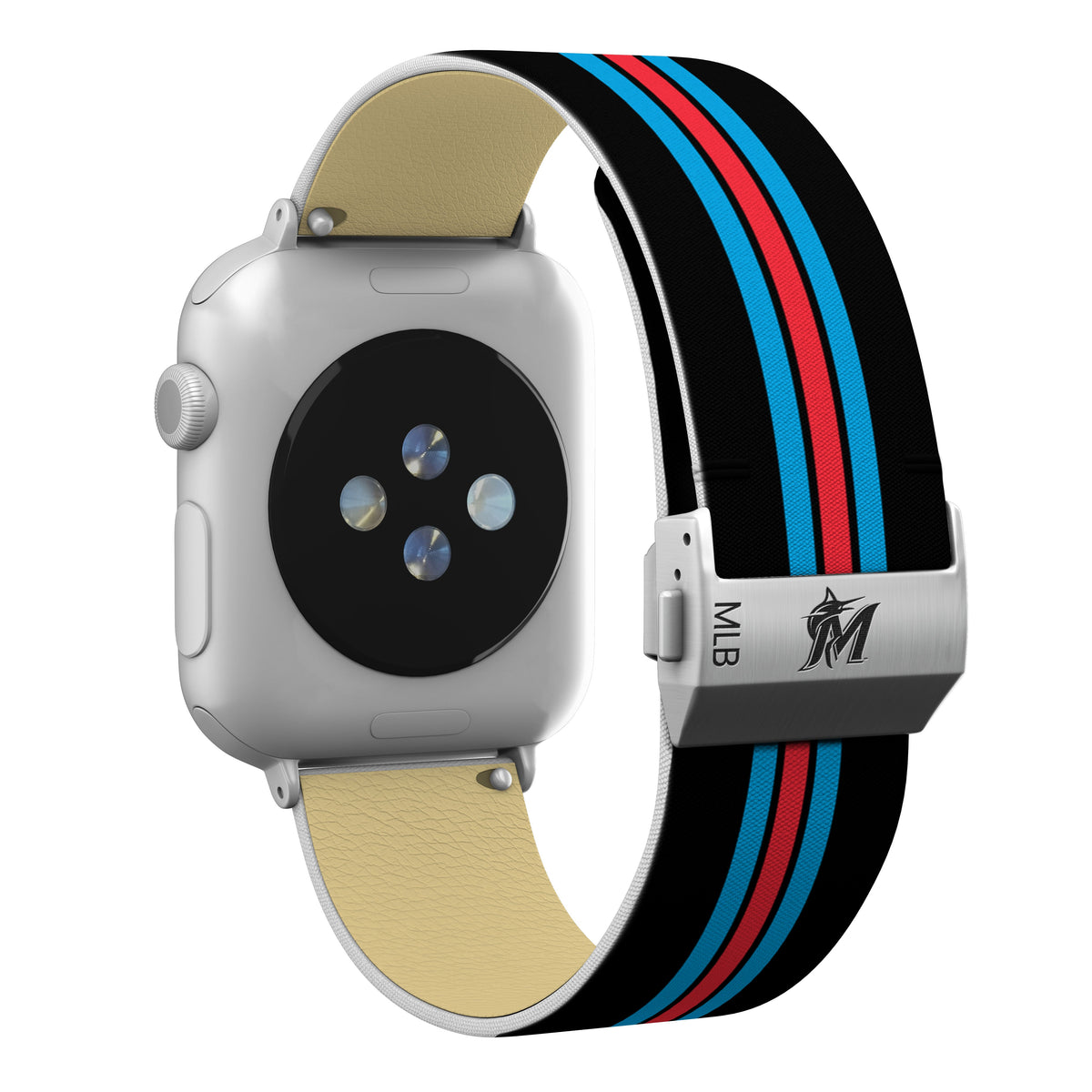 Miami Marlins Full Print Watch Band With Engraved Buckle - Game Time