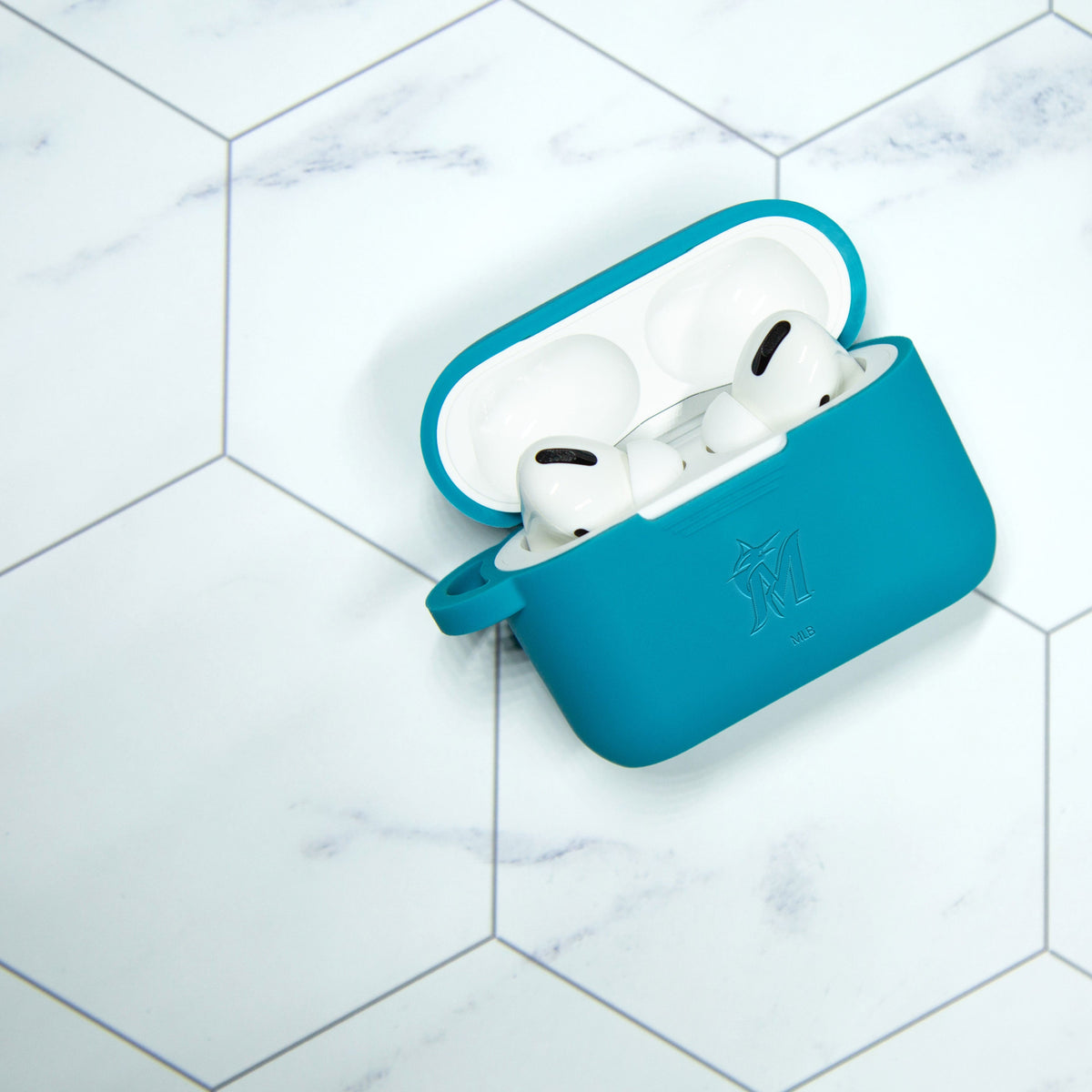 Game Time Miami Marlins Engraved Silicone AirPods Pro Case Cover