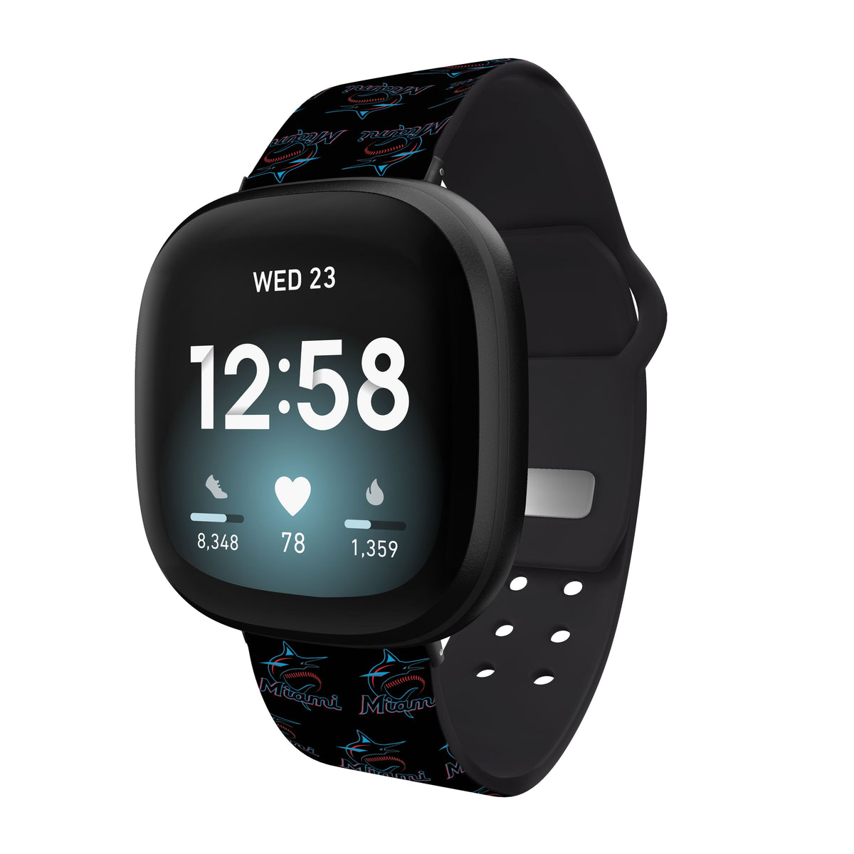 Miami Marlins HD Fitbit Versa 3 and Sense Watch Band