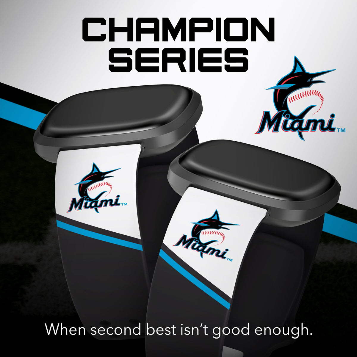 Miami Marlins HD Champion Series Fitbit Versa 3 &amp; Sense Watch Band