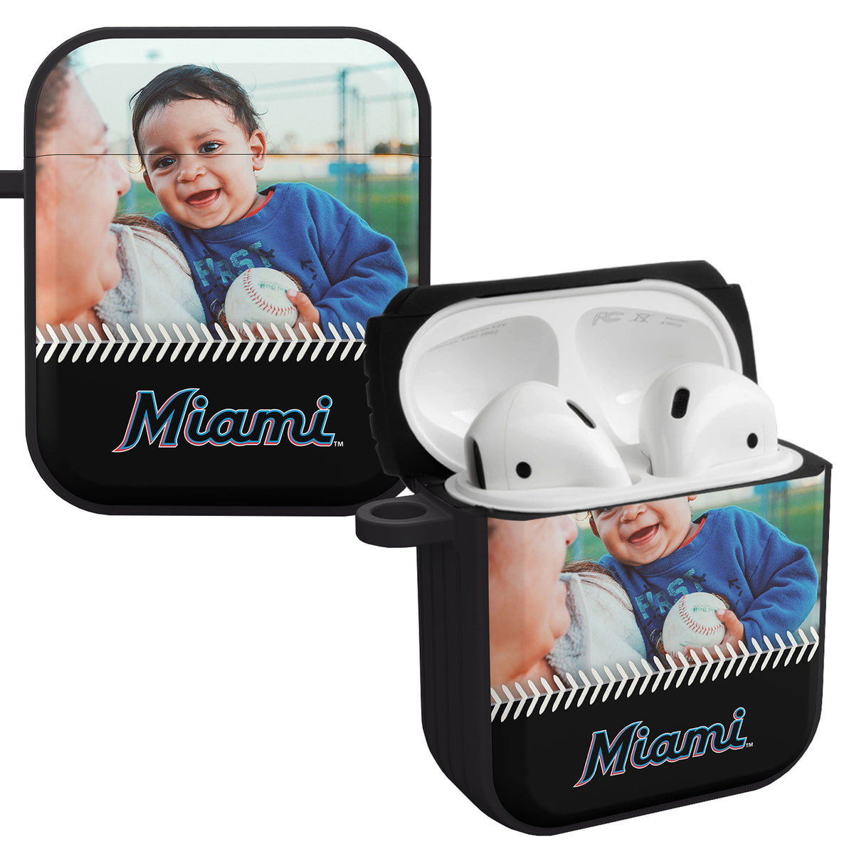 Miami Marlins Custom Photo HDX Apple AirPods Gen 1 &amp; 2 Case Cover