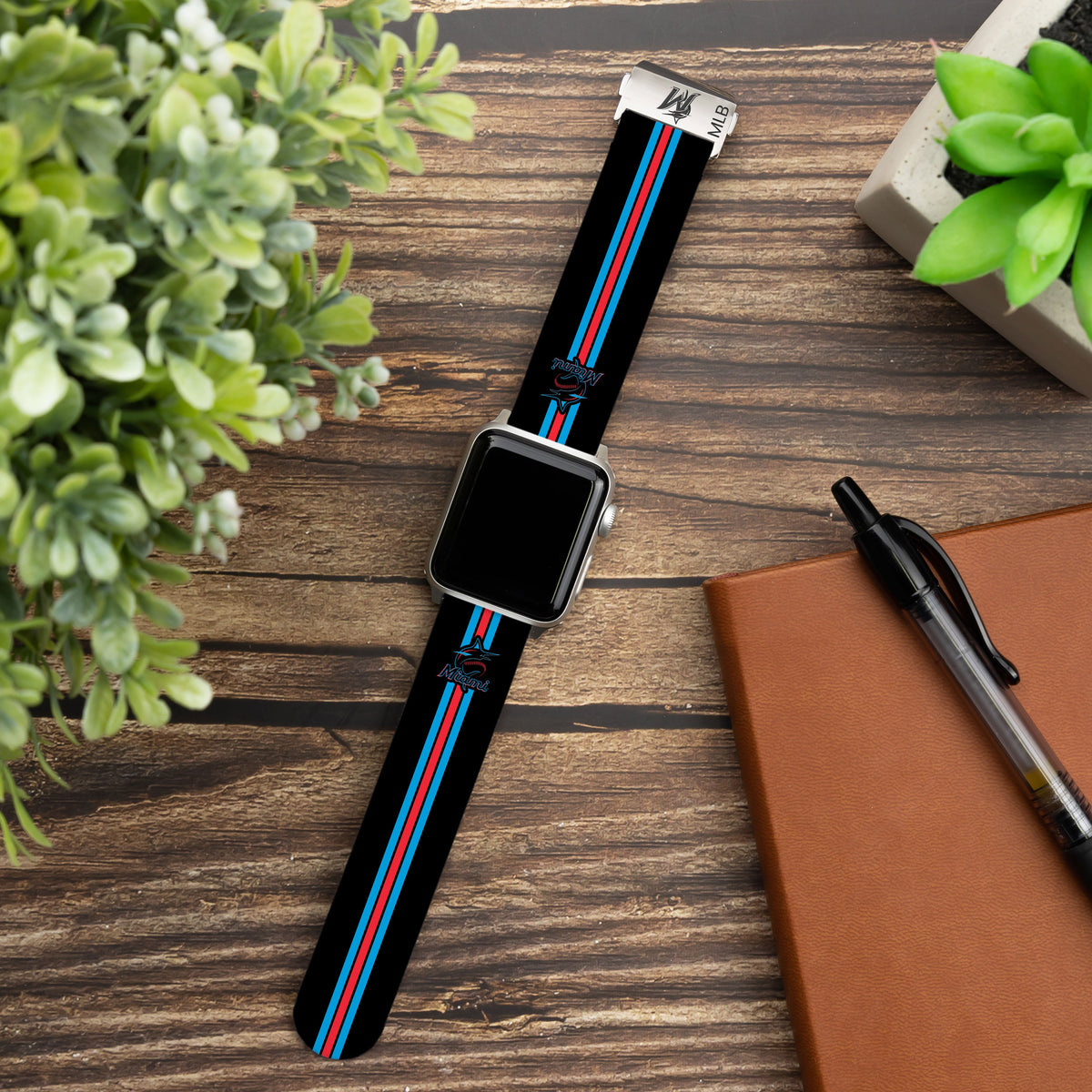 Game Time Miami Marlins Signature Series Apple Watch Band With Engraved Buckle