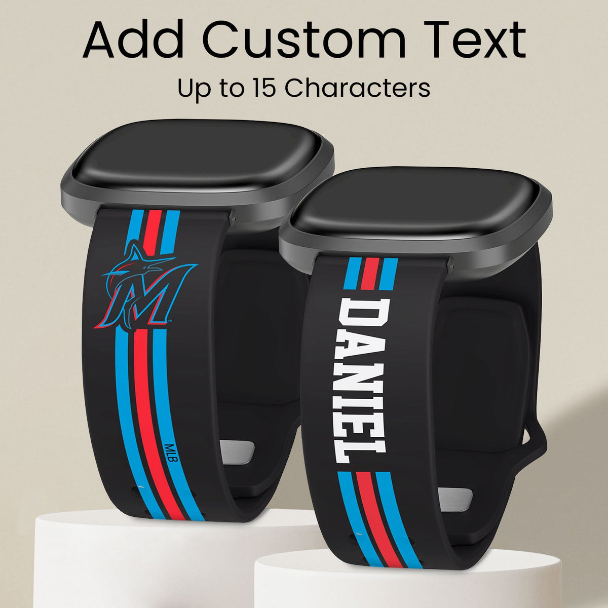 Miami Marlins Custom Name HD Fitbit Versa 3 and Sense Watch Band