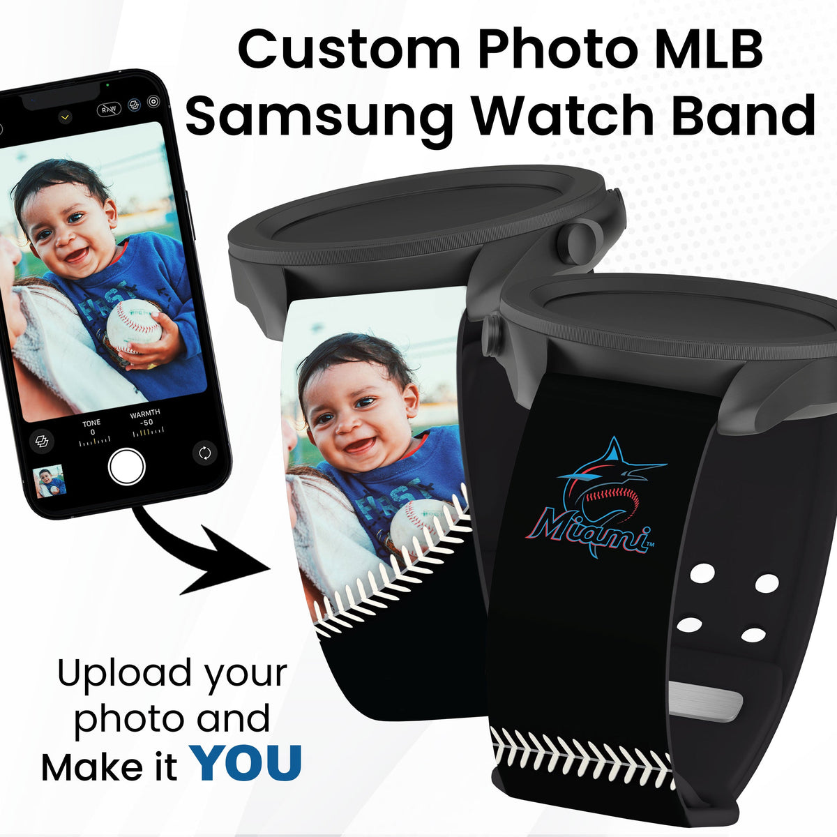 Miami Marlins Custom Photo HD Samsung Galaxy Watch Band